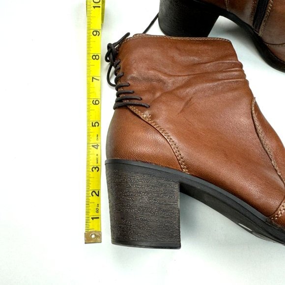 Tamaris Germany Soft Leather Boots Women 41 US 9.5Zip Closure Heel Booties Brown - Picture 10 of 11